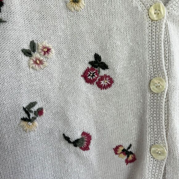 Vintage-Embroidered-Cottagecore-Twee-Flower-Sweater-Cardigan-Women's-Size 14/16 - Picture 4 of 10